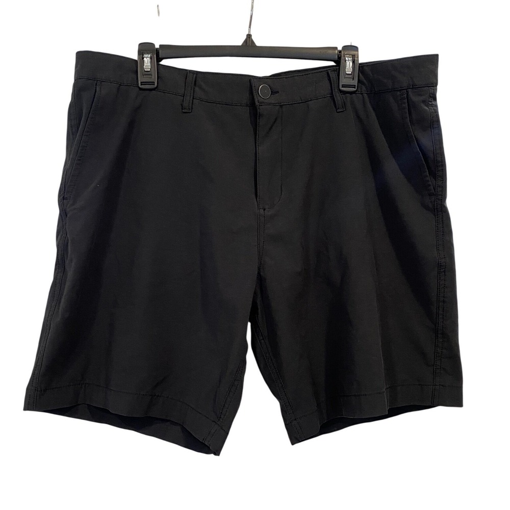 Hudson & Barrow Mens Black Flat Front Shorts Size 38 Casual Golf Tech Pockets